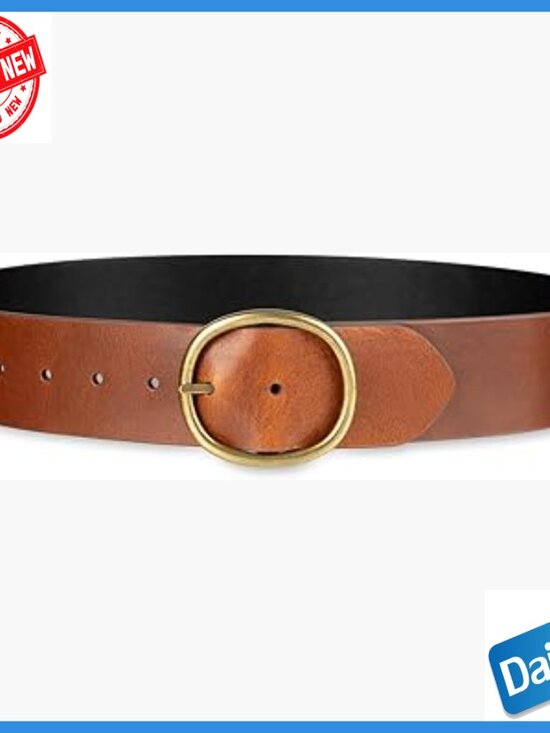 Reversible Leather Belt with Circle Buckle, Adjustable Fit for Dresses Blazers main image 4